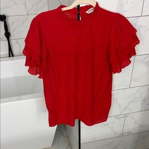 Nanette Lepore Red Ruffled Blouse